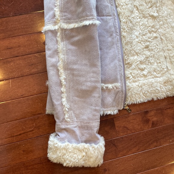 Wilsons Leather Maxima Suede Lavender Faux Fur Trim Lining Jacket 90s Y2K Size S - Picture 9 of 16